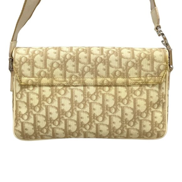 Auth DIOR/ChristianDior Flower Beige Cream Multi PVC Leather Shoulder Bag - Picture 3 of 16